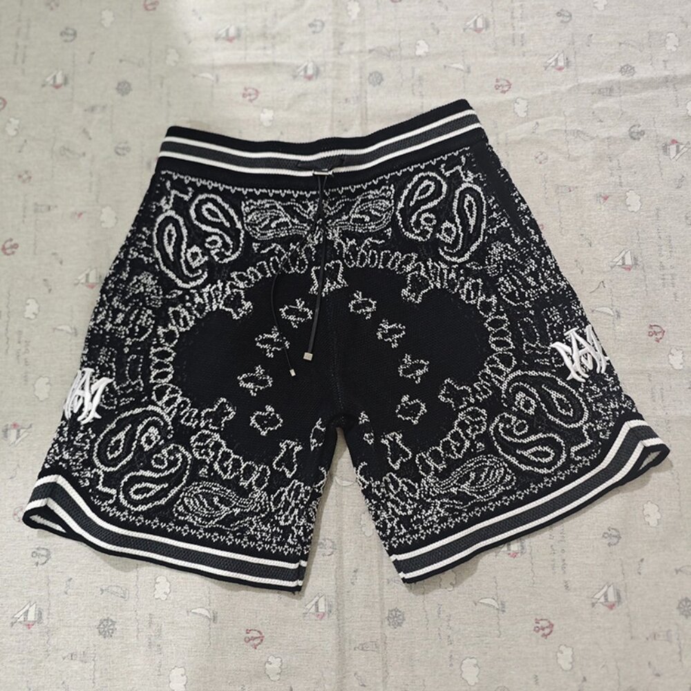 Amiri Black Bandana Cotton Shorts